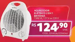 Telhanorte aquecedor elétrico 2 em 1 britânia oferta