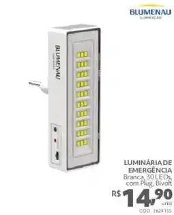 Telhanorte Luminária de emergência branca, 30 leds, com plug, bivolt oferta