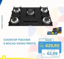 Hiper Moreira Cooktop fischer 5 bocas vidro preto oferta