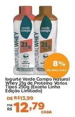 Mercadinhos São Luiz Iogurte verde campo natural whey 21g de proteina varios tipos oferta