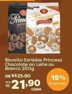 Mercadinhos São Luiz Biscoito Sortidos Princesa Chocolate ao Leite ou Branco oferta