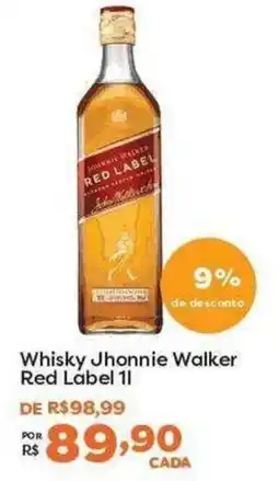 Mercadinhos São Luiz Whisky Jhonnie Walker Red Label 1l oferta