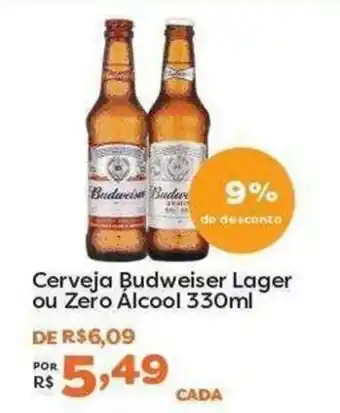 Mercadinhos São Luiz Cerveja Budweiser Lager ou Zero Alcool oferta