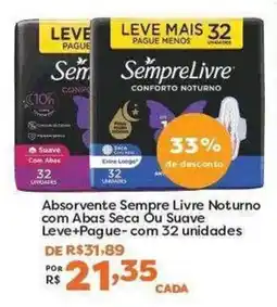 Mercadinhos São Luiz Absorvente sempre livre noturno com abas seca ou suave oferta