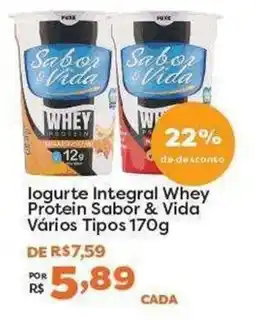 Mercadinhos São Luiz logurte integral whey protein sabor & vida vários tipos oferta