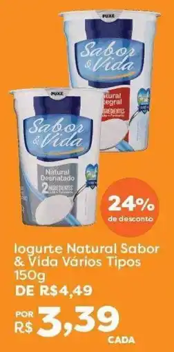 Mercadinhos São Luiz logurte natural sabor & vida vários tipos oferta