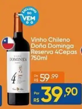 Atacado Vem Vinho chileno doña dominga reserva 4cepas oferta