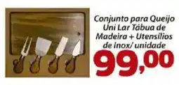 Confiança Supermercados Conjunto para Queijo Uni Lar Tábua de Madeira + Utensílios de Inox oferta