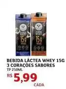 Assaí Atacadista 3 corações - bebida láctea whey 15g sabores oferta