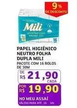 Assaí Atacadista Mili - papel higiênico neutro folha dupla oferta