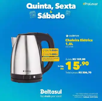 Deltasul Chaleira Elétrica 1,8L oferta