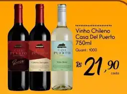 Giassi Supermercados Vinho Chileno Casa Del Puerto oferta