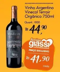 Giassi Supermercados Vinho Argentino Vinecol Terroir Orgânico oferta