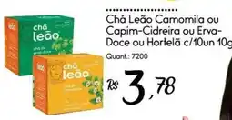 Giassi Supermercados Chá Leão Camomila ou Capim-Cidreira ou Erva-Doce ou Hortelã oferta