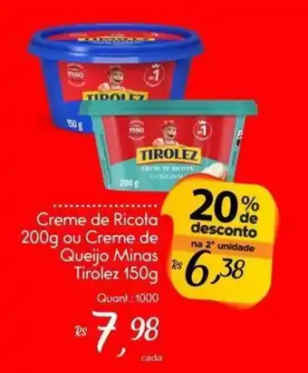 Giassi Supermercados Creme de Ricota ou Creme de Queijo Minas Tirolez oferta