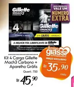 Giassi Supermercados Kit 4 Carga Gillette Mach3 Carbono + Aparelho Grátis oferta