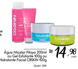 Giassi Supermercados Água Micelar Pitaya ou Gel Esfoliante ou Hidratante Facial Cbskin oferta