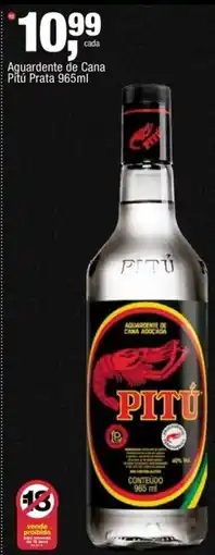 Frangolândia Aguardente de Cana Pitú Prata oferta