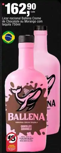 Frangolândia Licor nacional ballena creme de chocolate ou morango com tequila oferta