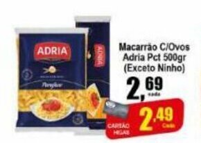 Higa's Supermercado Macarrao c/ Ovos Adria 500g oferta