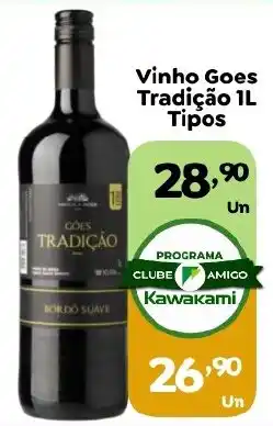 Supermercados Kawakami Vinho goes tradição 1l tipos oferta