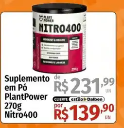 Supermercado Dalben Suplemento em Pó PlantPower Nitro400 oferta