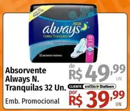 Supermercado Dalben Absorvente Always N. Tranquilas oferta