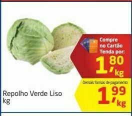 Tenda Atacado Repolho verde liso kg oferta