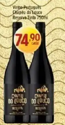 Supermercados Guanabara vinho português chapéu do louco reserva tinto oferta