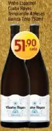 Supermercados Guanabara Vinho Espanhol Cuatro Rayas Tempranillo 4 Meses Barrica Tinto oferta