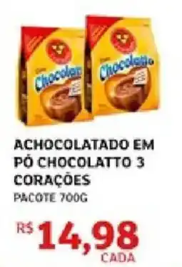 Assaí Atacadista Achocolatado em pó chocolatto 3 corações oferta