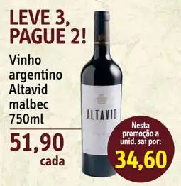 Sonda Vinho argentino altavid malbec oferta