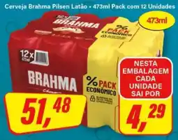 Rede Supermarket Cerveja Brahma Pilsen Latão - 473ml Pack com 12 Unidades oferta