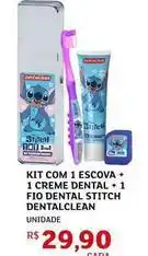 Assaí Atacadista Dentalclean - kit com 1 escova + 1 creme dental + 1 fio dental stitch oferta