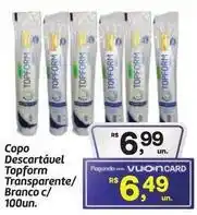 Fort Atacadista Copo descartável topform transparente/ branco c/ 100un oferta