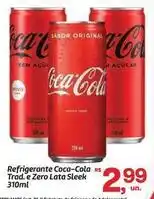 Fort Atacadista Novo - refrigerante coca-cola rs trad. e zero lata sleek oferta