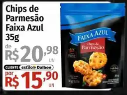Supermercado Dalben chips de parmesão faixa azul oferta