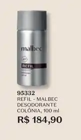 O Boticário Malbec - refil - desodorante colônia oferta