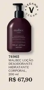 O Boticário Malbec - loção desodorante hidratante corporal oferta