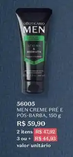 O Boticário O boticario - men creme pré e pos-barba oferta
