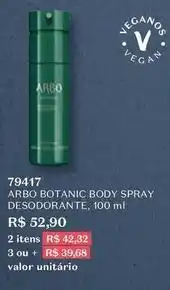 O Boticário Arbo - botanic body spray desodorante oferta