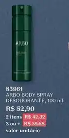 O Boticário Arbo - body spray desodorante oferta