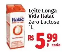 Camiño supermercados Leite Longa Vida Italac Zero Lactose oferta