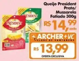 Supermercados Archer Queijo president prato/ mussarela fatiado oferta