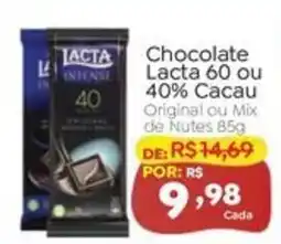 Novo Atacarejo Chocolate lacta 60 ou 40% cacau oferta