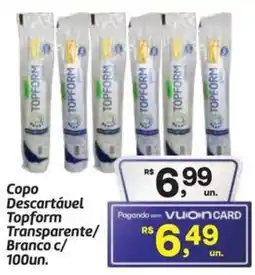 Fort Atacadista Copo descartável topform transparente/branco oferta