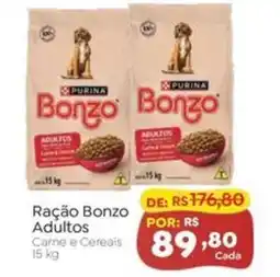 Novo Atacarejo Ração Bonzo Adultos Carne e Cereais oferta