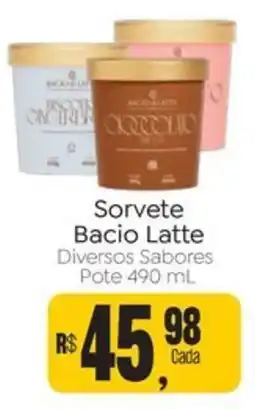 Novo Atacarejo Sorvete Bacio Latte Diversos Sabores oferta