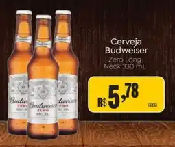 Novo Atacarejo Cerveja Budweiser Zero Long Neck oferta