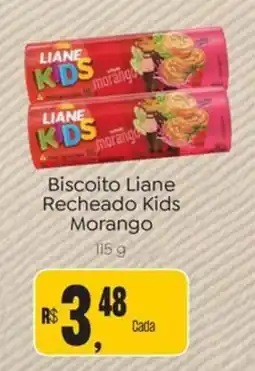 Novo Atacarejo Biscoito liane recheado kids morango oferta